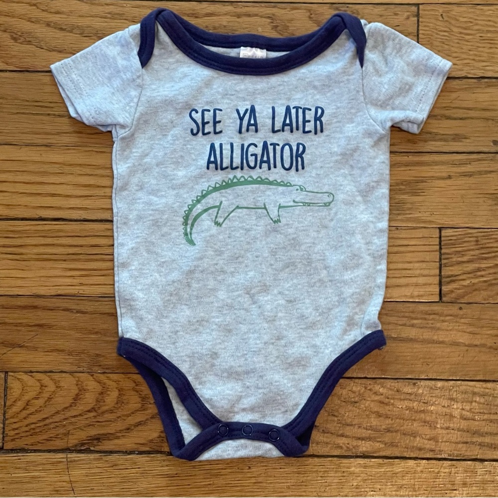 Playful Gray and Blue Alligator Bodysuit